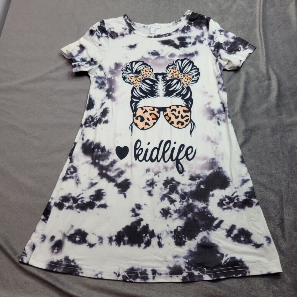Trendy Guard Kids Tie-Dye "Kidlife" Graphic Dress 7Y Polyester